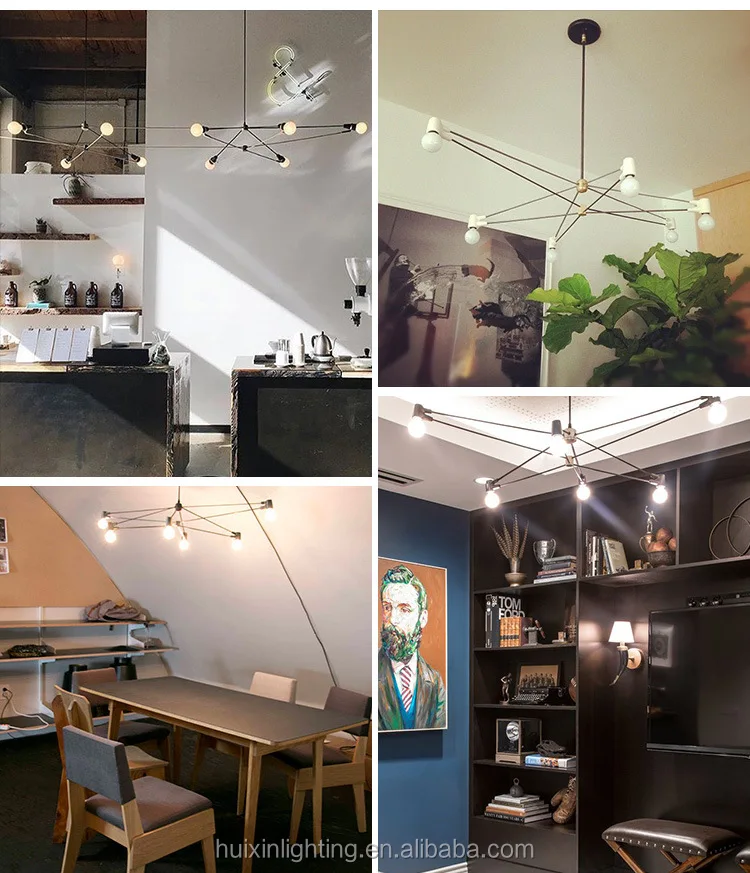 American retro industrial style line chandelier for stores clothing store fixtures black gold