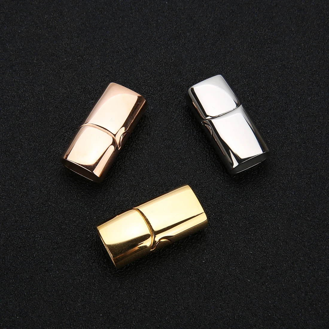 5mm 10mm wide wholesale black stainless steel clasp OEM jewelry magnetic clasps for flat leather bracelet making