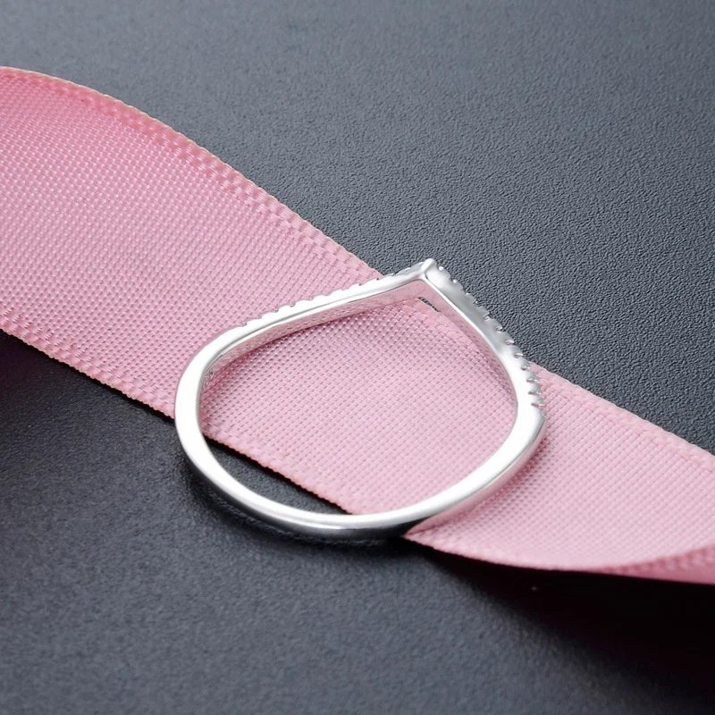 Jewelry White Gold V Shape CZ ring 925 silver sterling