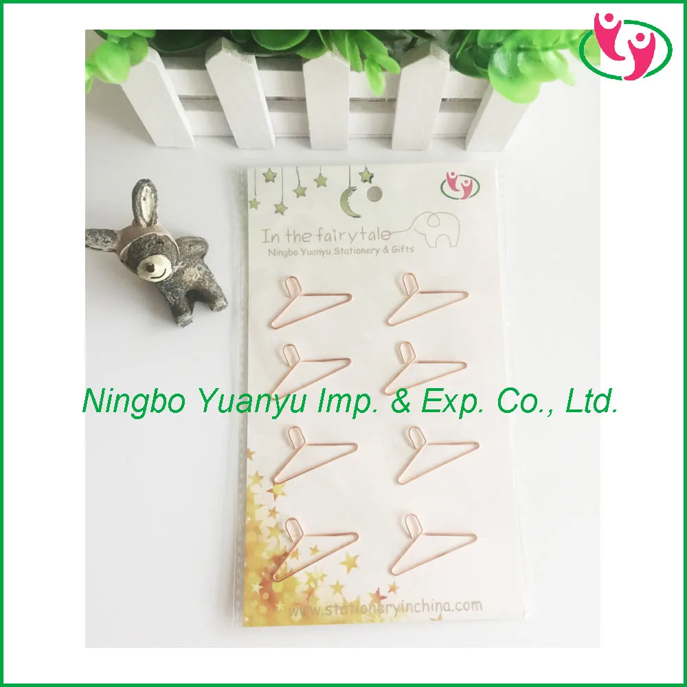 Popular Rose Gold Mini Hanger Shaped Paper Clips for Promotion