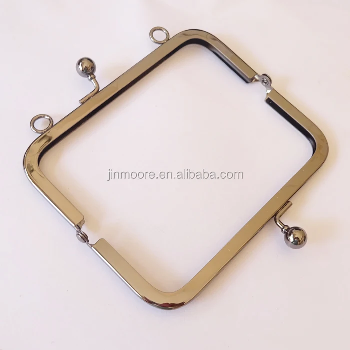 Nickle Free Gunmetal Metal Clutch Purse Frame With Chain Loops