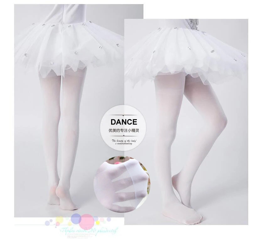 Cute Girls Colorful Decorative Dancing Footed Tights Kids Ballet Dance Tube Pantyhose Tights 15D