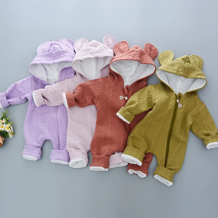 
YY10044A Infant children romper 0-1 year old baby bunny rabbit ears with an inclined zipper jumpsuit 