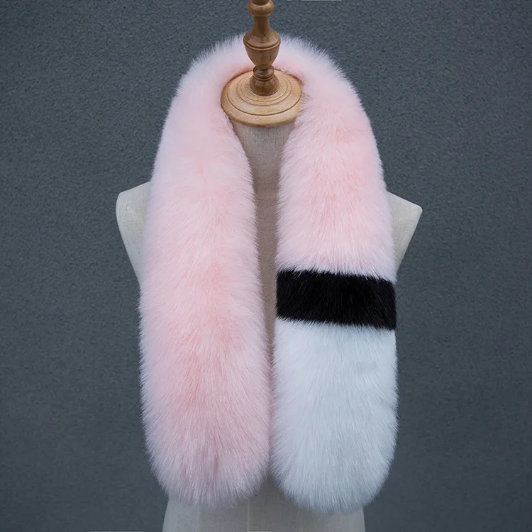 Winter solid color acrylic Classic thicken faux Fur cony rabbit hair cross collar scarf