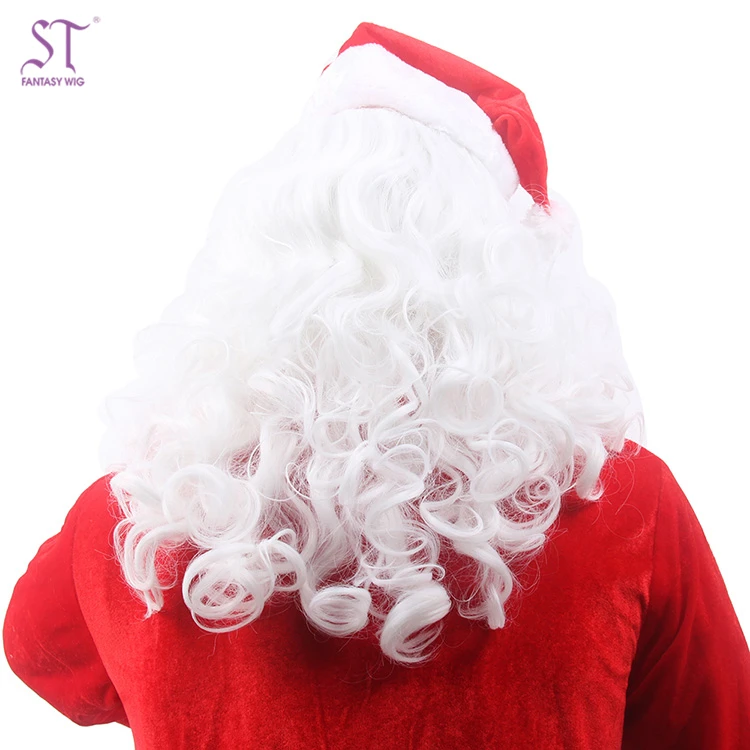 ST Guangzhou Wholesale Cosplay Wig Party Christmas Grandpa Wigs Synthetic Hair Men White Beard Synthetic Hair Wigs With Mustache