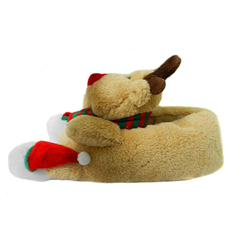 Cute Winter House Shoes Cartoon Animal Soft Warm Plush Lining Non-Slip Slippers