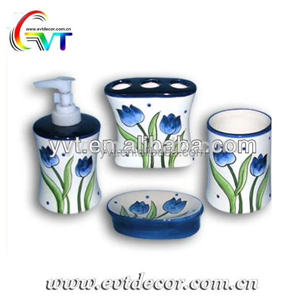 Расписанную красочные аксессуары для ванной набор для оптовой продажи