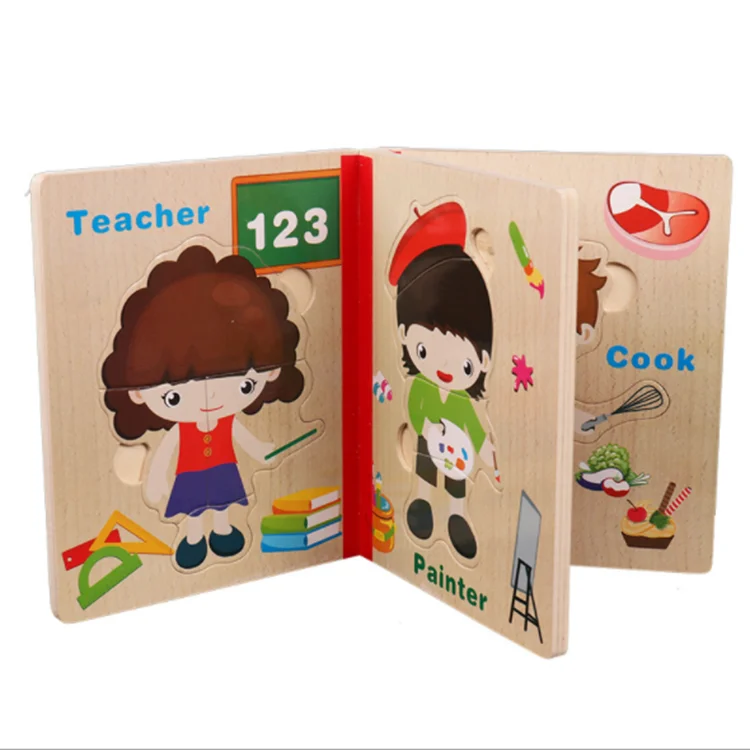 Montessori intelligence puzzle handmade wooden puzzle book
