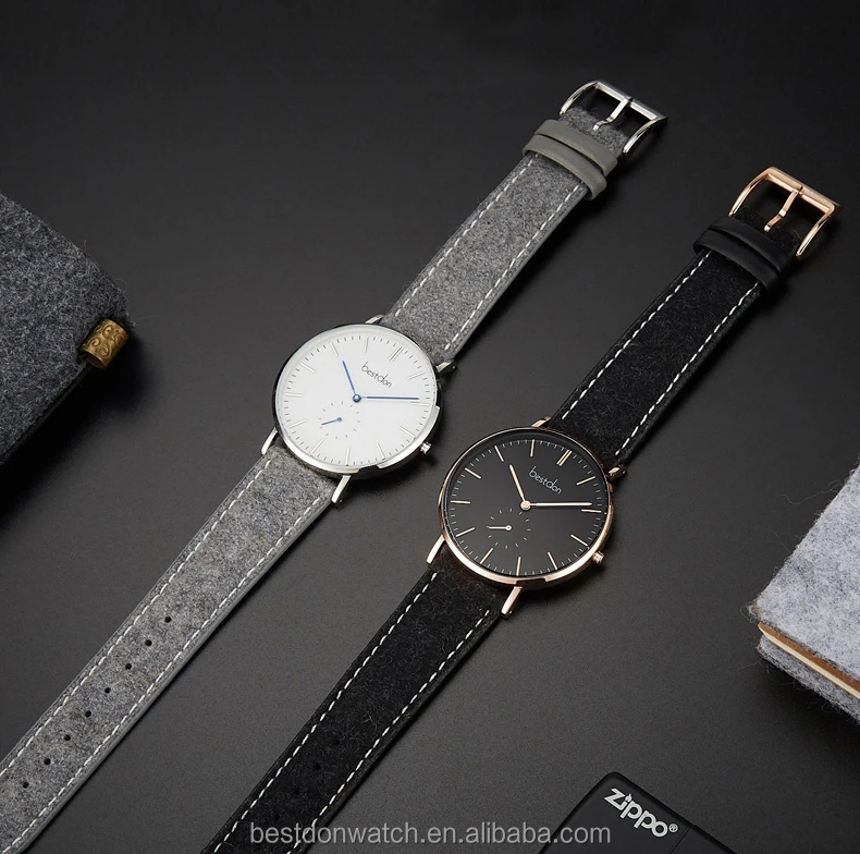 Hot sale fuzzy leather watch japan movt brand your own watch custom logo watch men business