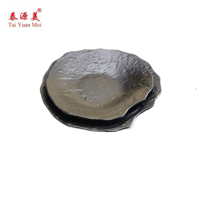 Unbreakable Buffet/BBQ Manufacturer Melamine Black Plates For Restaurant