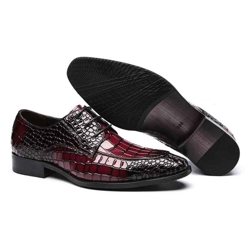 Мужские туфли в британском стиле с резным крокодиловым узором, глянцевые кожаные деловые повседневные туфли для мужчин