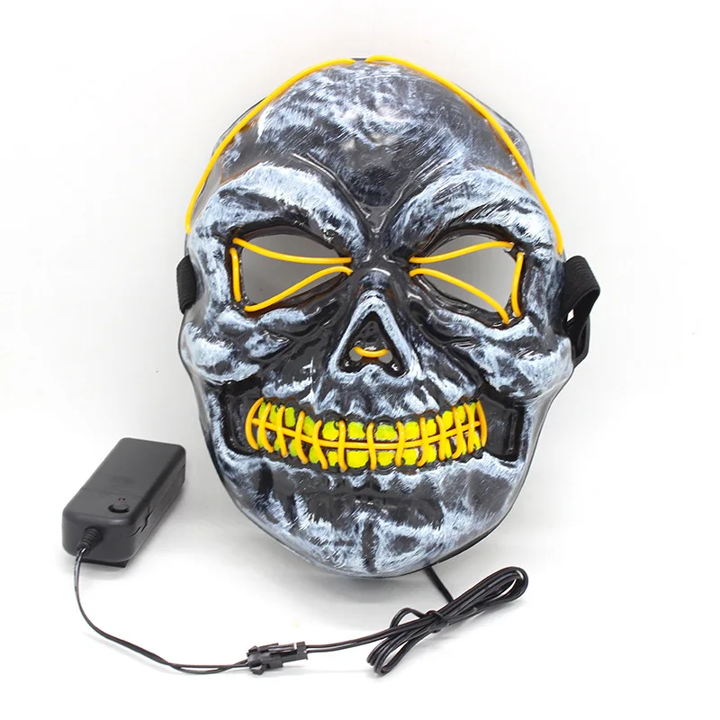 Hot Sale Halloween Party Scary Neon LED Mask Light up Full Face Black Purge Masks