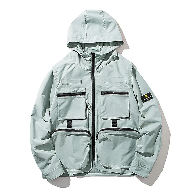 Wholesale Custom Blank 100% Polyester Multi Pockets Windproof Hooded Work Tactical Jackets Men