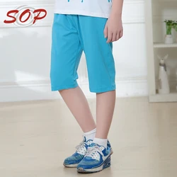 Kids Cotton Spandex Pants Boys Hip-Hop 3/4 Pants For Children With Elastic Waist Latest Sports Pants Casual Summer Beach