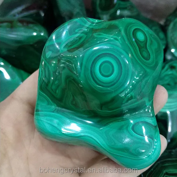 Natural polished palm green malachite rough stones