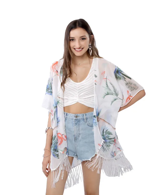 Пользовательские обувь для девочек кисточкой летние пляжные цветочные кимоно кардиган женщин