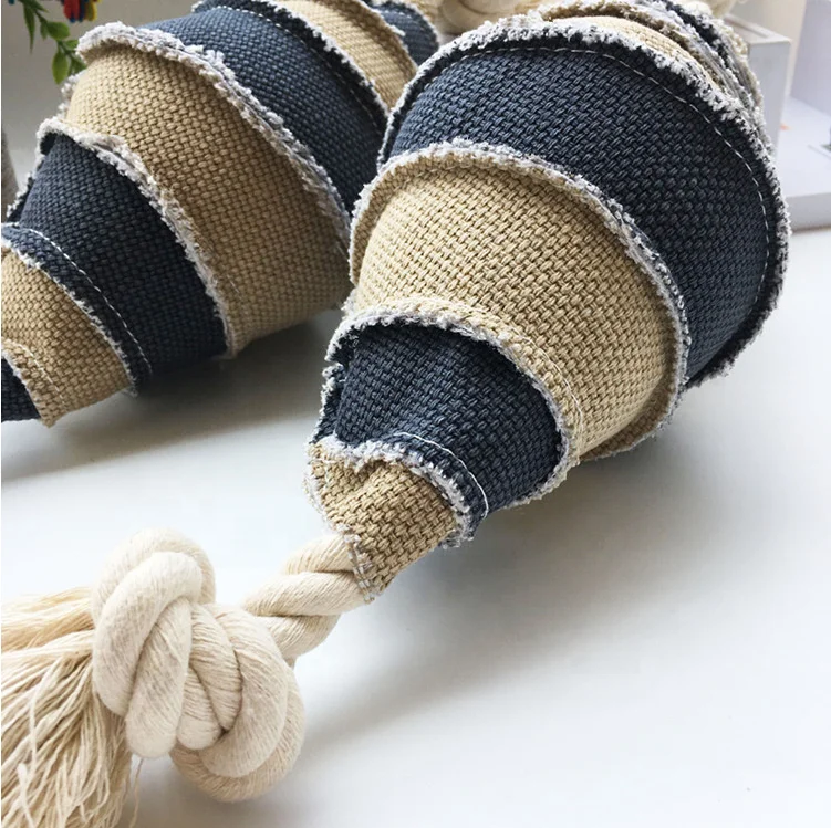 Pet talking toy linen cotton rope gnawing rugby dog toy