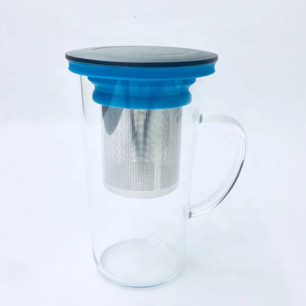 Dishwasher safe oversized large with lid heated thermo glass tea filter cup