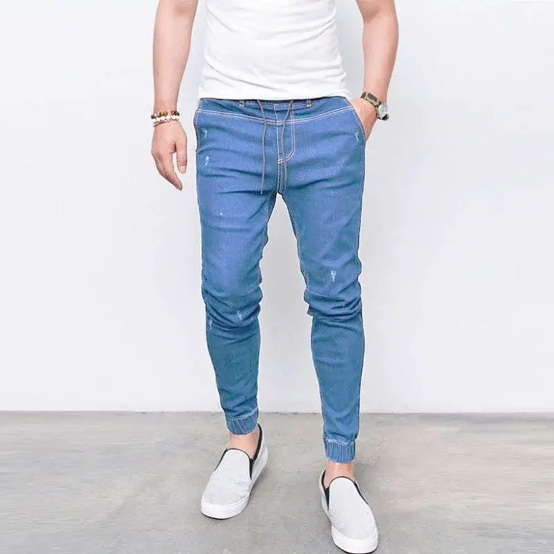 100% Cotton Blue Jeans For Man High Waist Harem Men Jeans Plus Size Black Man jeans Denim Pants