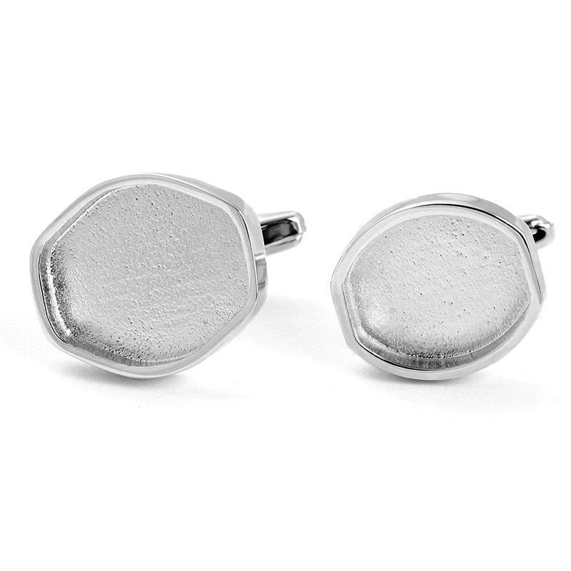 Custom cufflinks sliver Hexagon small round cufflinks for mens