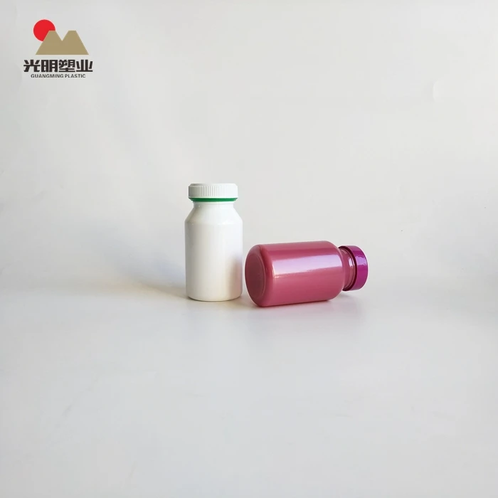 Empty medicine 120ml pill white and pink  plastic vitamin bottle PET bottle