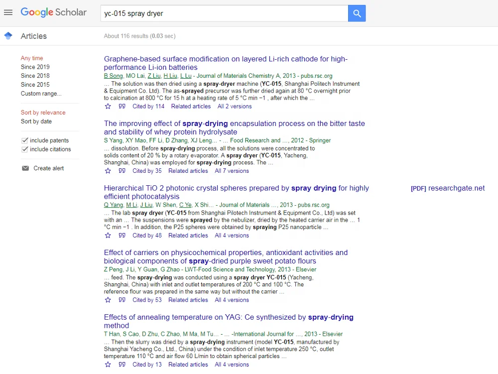 Pilotech lab bench mini spray dryer price