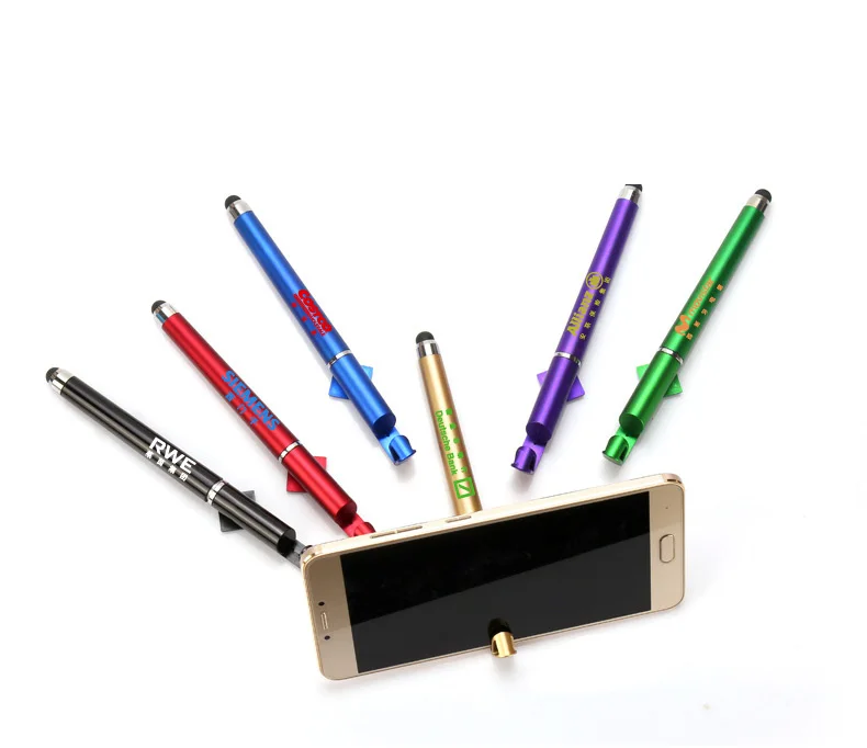 
Wholesale Multi-functional Phone Holder/Capacitance Pen/ Promotional Ballpoint Pens with Logo or QR Code Customized 