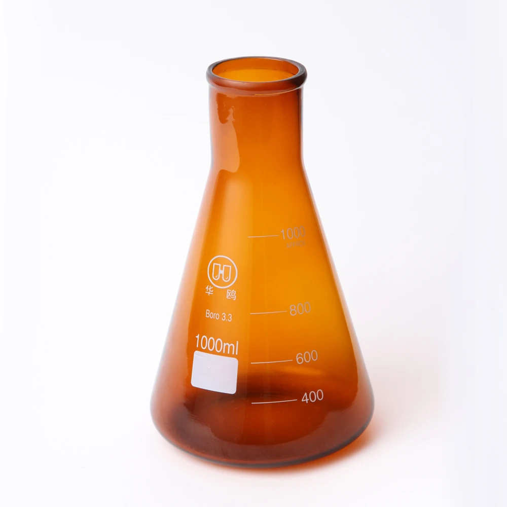 
HUAOU Conical Beaker with spout Amber Glass Boro 3.3 Glass, Glass Beaker 