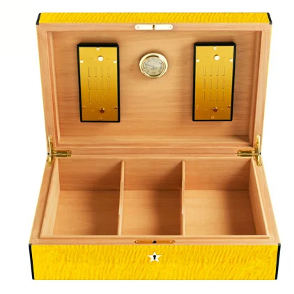 Made in china hot selling Che guevara yellow wooden cigar humidor