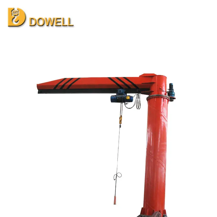Pillar mounted jib crane used in workshop