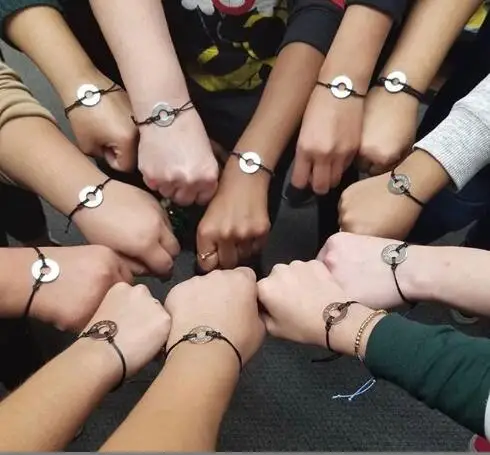 Fashion Weaving Custom Washer Bracelet Love Intention Motto Your Word Bracelet Personalized Round Washer Circle Bracelet