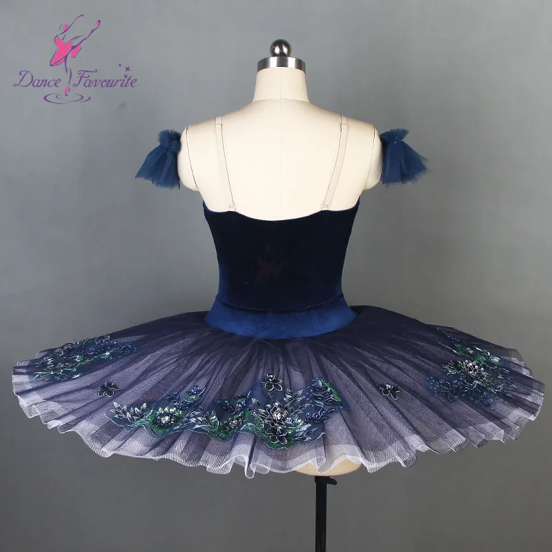 YAGP Dark blue  professional ballet dance tutu costume for girls and women performance pancake tutus BLL085