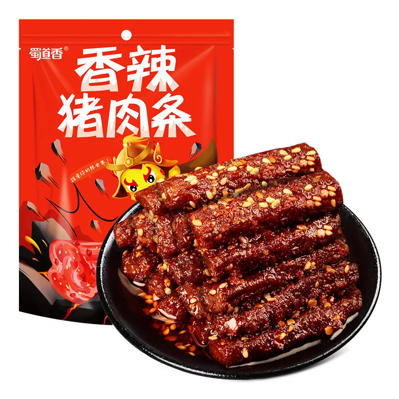ShuDaoXiang 80g Per Bag 170Bags Per Carton Chinese Spicy Pork Strip Snacks