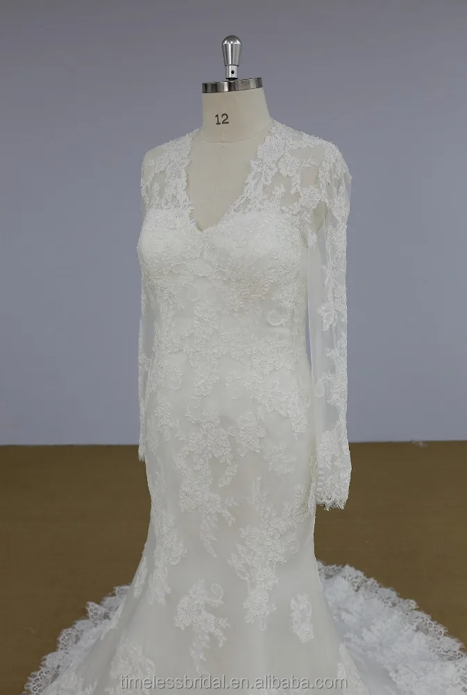 
Royal custom made mermaid french lace muslim bridal wedding dress 