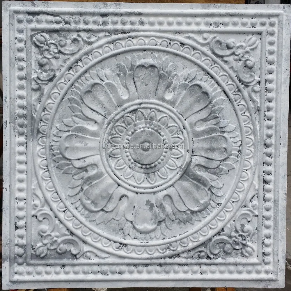 PL17 Faux tin Countryside style 3D emboss suspend ceiling tiles store shopping pub cafe club decor wall panels