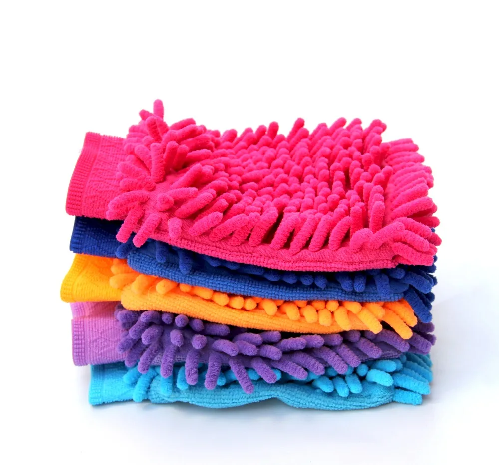Cheap Single side Microfiber Car Wash Mitt Coral Gloves