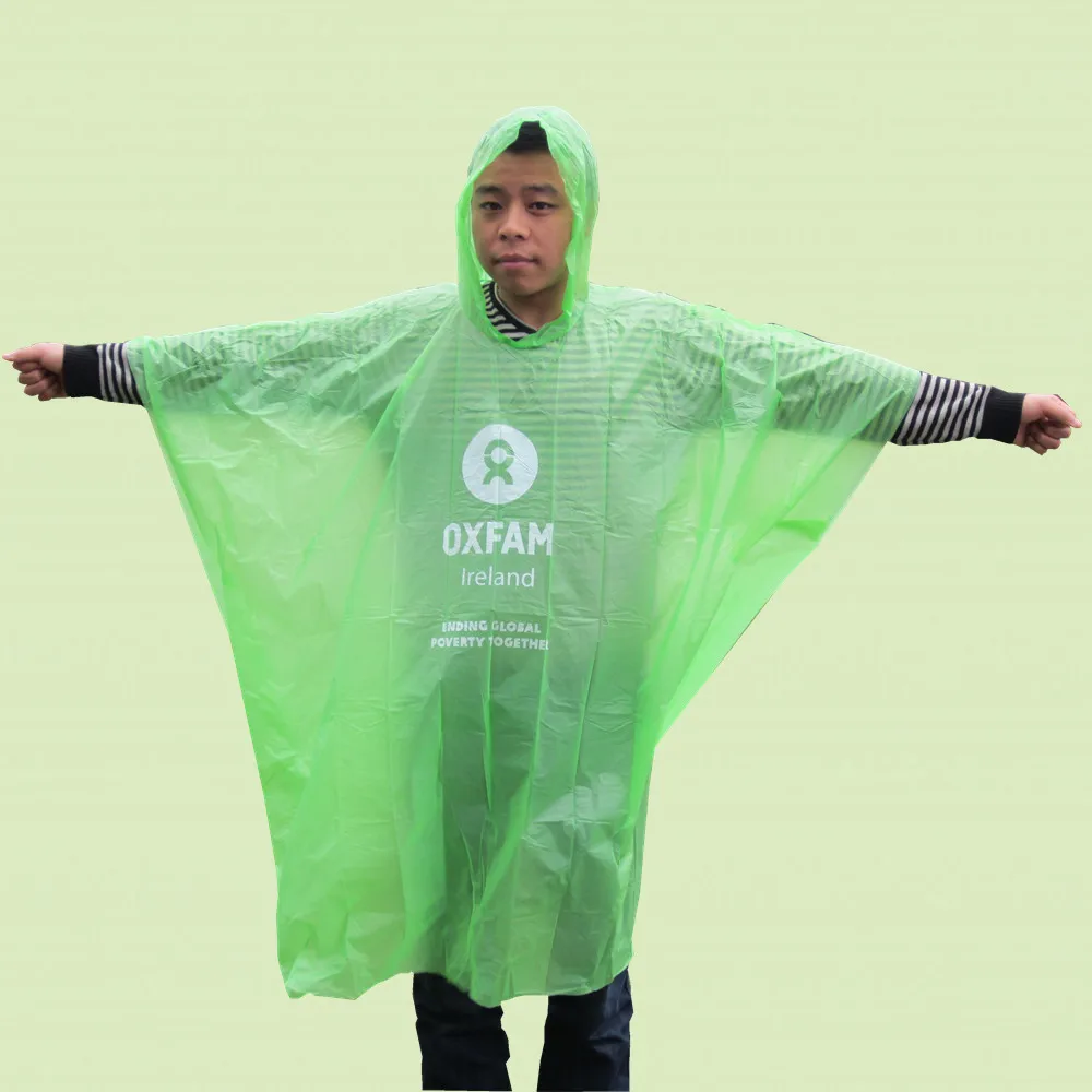 Promotional disposable biodegradable rain  poncho raincoat