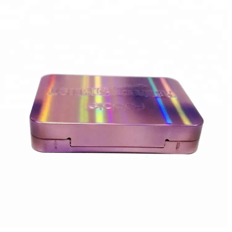custom logo holographic printing makeup eyeshadow and eyebrow tin palette 6 colors