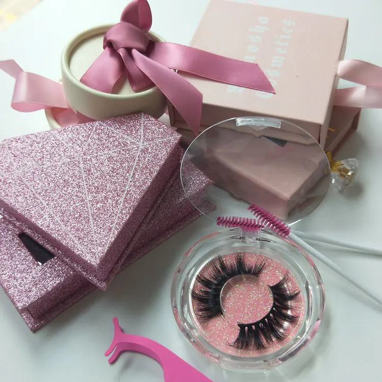 Wholesale Custom Long Dramatic 25mm Lashes Individual Create Your Own Lashes With pink Custom Packaging