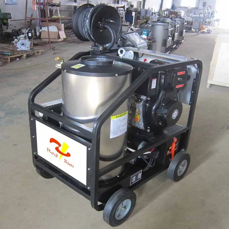 10HP diesel hot water high pressure washer with hose reel