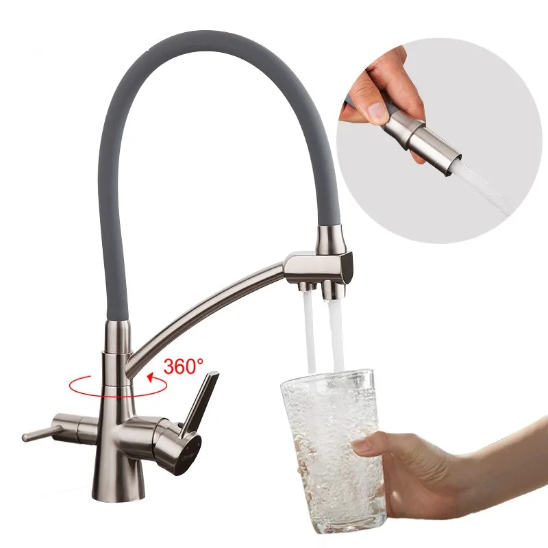 GAPPO Kitchen Sink Faucet Torneira Cold And Hot Water Mixer Stainless Steel Crane Double Handle with Drinking Water G4398