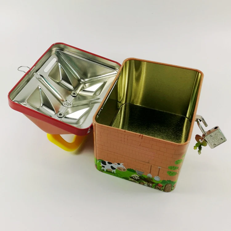 Color Graphic Metal House Shape Children Holiday Promotion Gift Money Saving Tin Box