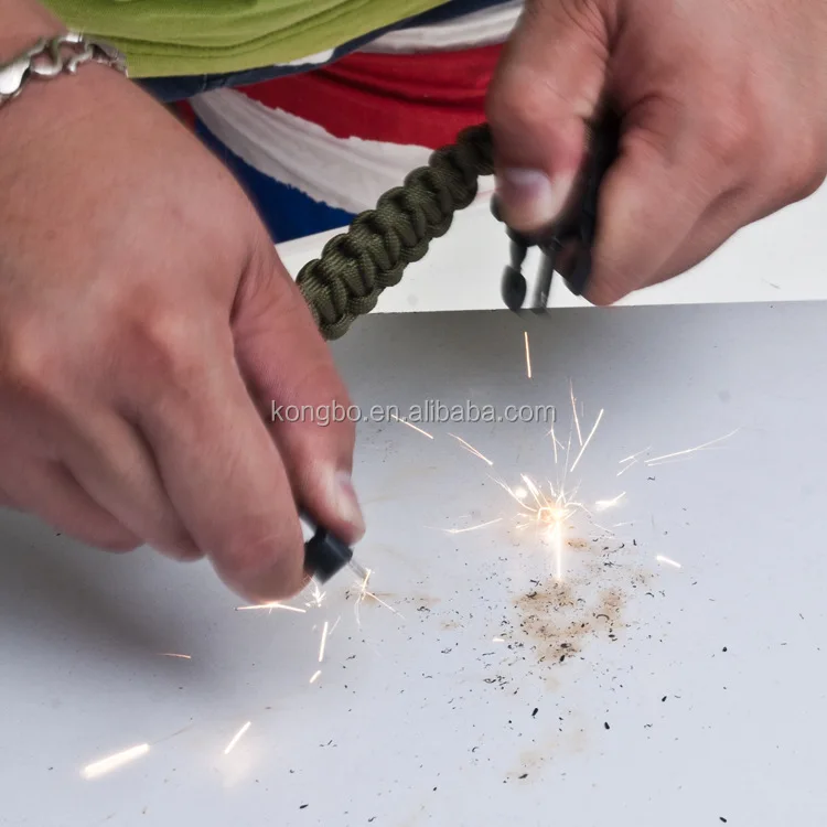 KongBo 4 in 1 Flint Fire Starter Outdoor Paracord Survival Bracelet