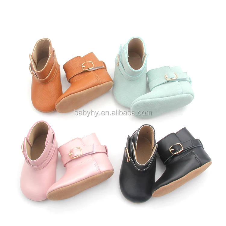 Light Blue Ankle Genuine Leather Baby Christening Baptism Infant Booties for Sale