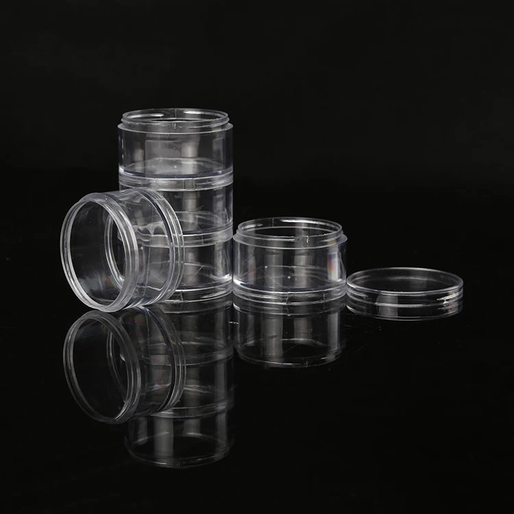
Five small clear round PS plastic box for packing with lid plastic packing box 