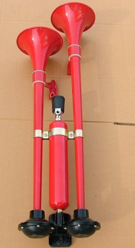 The red finely processed truck air horn