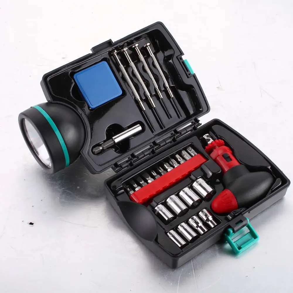 26pcs portable LED flashlight hand tool set for promotion