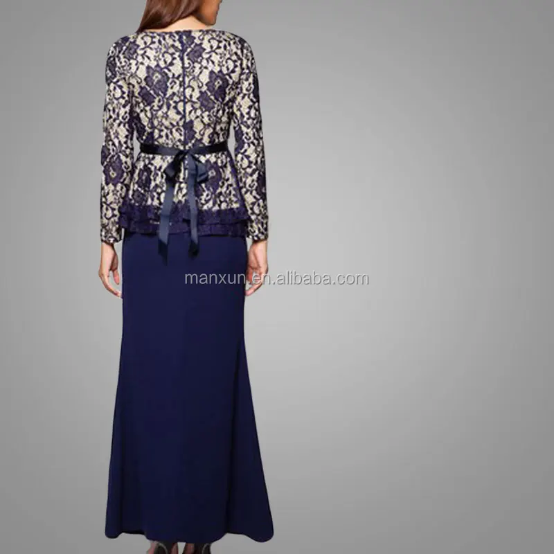 Hot Sale Kebaya Baju Kurung Modern Peplum Lace Dress Popular Design Abaya New Arrival Islamic Baju Kurung
