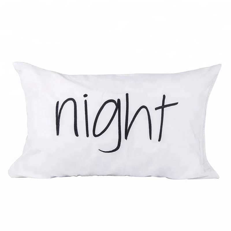 Monad Ins Hot Soft And Cozy Custom Embroidery Printed Letters 100% Organic White Cotton Pillow Cushion Cover Case for Bedroom