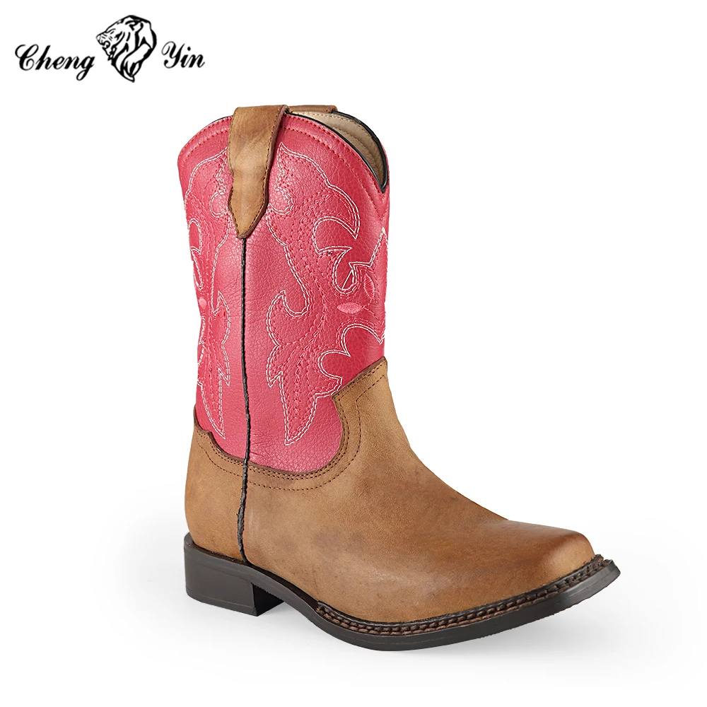 Милые детские рождественские кожаные ковбойские сапоги ярких цветов, детские зимние сапоги с индивидуальным дизайном, обувь для девочек, ботильоны для маленьких мальчиков для детей